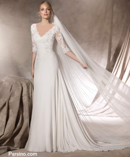 لباس عروس خارجی , مدل لباس عروس شیک , لباس عروس دنباله دار